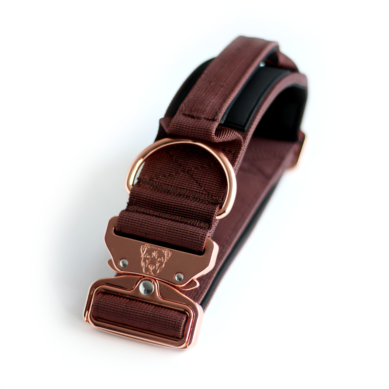 2" Tacti Luxe Dog Collar - Rose Gold - Chocolate